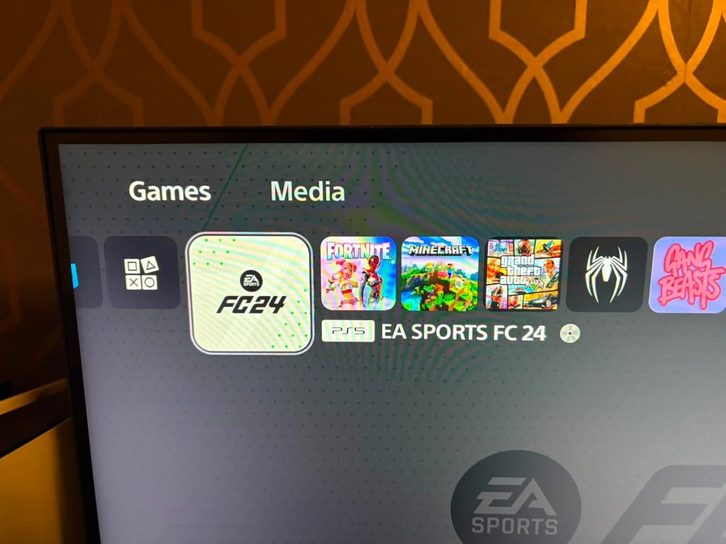 PlayStation 5 home screen on a TV during setup